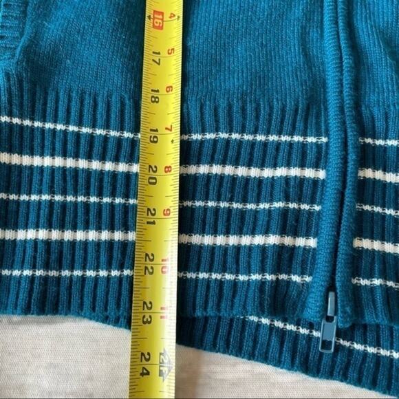 Urban Outfitters Large Blue Zip Up Cardigan Sweater Preppy Y2K Teal Stripe - Picture 4 of 8